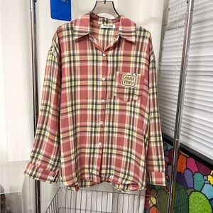 MIU MIU pink checkered shirt